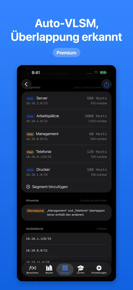 Auto-VLSM, Überlappung erkannt