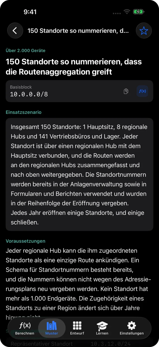 Das kostenlose Muster: 150 Standorte so nummerieren, dass die Routenaggregation greift