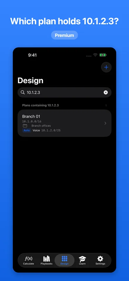 Which plan holds 10.1.2.3?