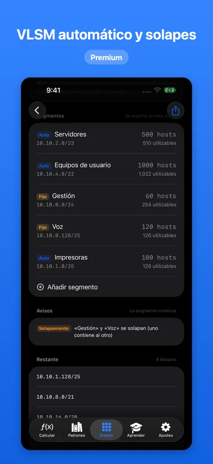 VLSM automático y solapes