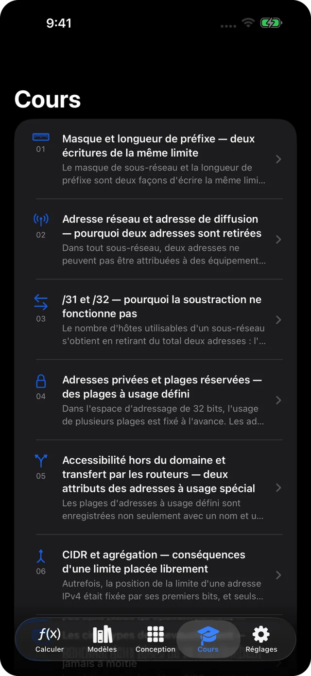 Liste des 11 cours avec titres et résumés