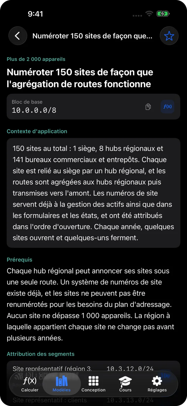 Le modèle gratuit : numéroter 150 sites pour que l'agrégation de routes fonctionne