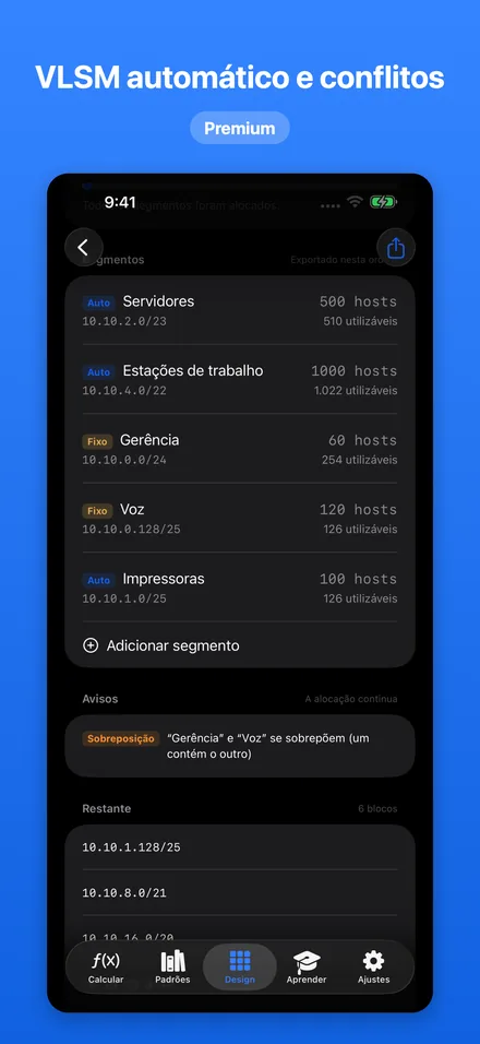 VLSM automático e conflitos