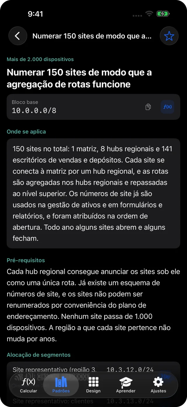 O padrão gratuito sobre numerar 150 sites para que a agregação de rotas funcione